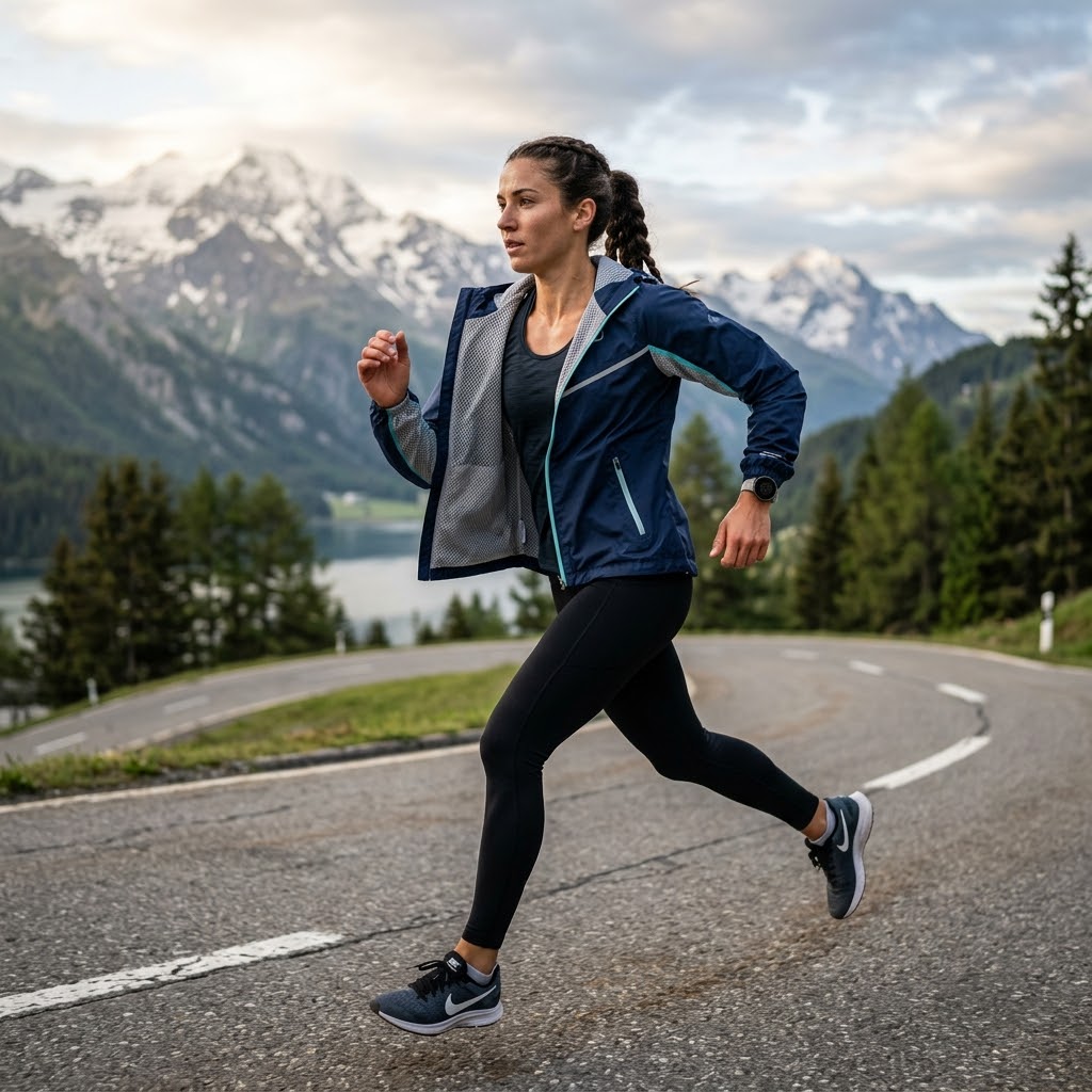 Athlete wearing windbreaker with mesh lining