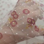 New Polyester transparent thin diamond dot jacquard mesh cherry flower digital printing small fresh mesh in stock