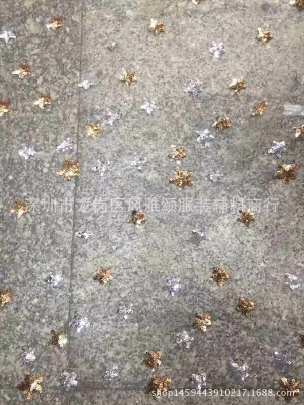 HG 1029 gold sequin fabric sequin mesh multi color sequin fabric lace star glitter tulle