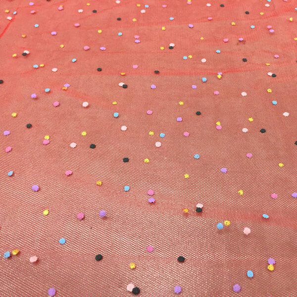 HG6678 Shimmer Faming Polka Dot Mesh Fabric