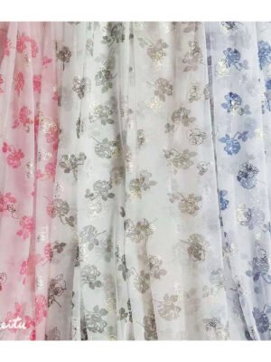 Polyester Multifilament Net Rose Printing Hollow Fabric