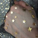 HG6336 Mesh Tulle Net Post-Processing Gold And Silver Foil Printed Little Star
