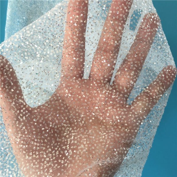 HG6709 High Fastness Quality Shiny Tulle Mesh Glitter Fabric For Wedding Dress