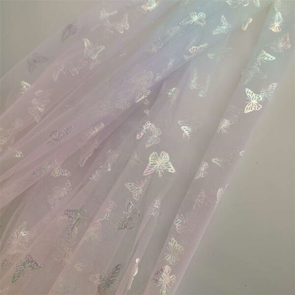 New style delicate and dense American mesh cloth digital gradient printing Magic Color Butterfly gilding fairy mesh