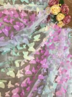 New High-End 3D Gradient butterfly Row Applique Embroidery Lace Tulle