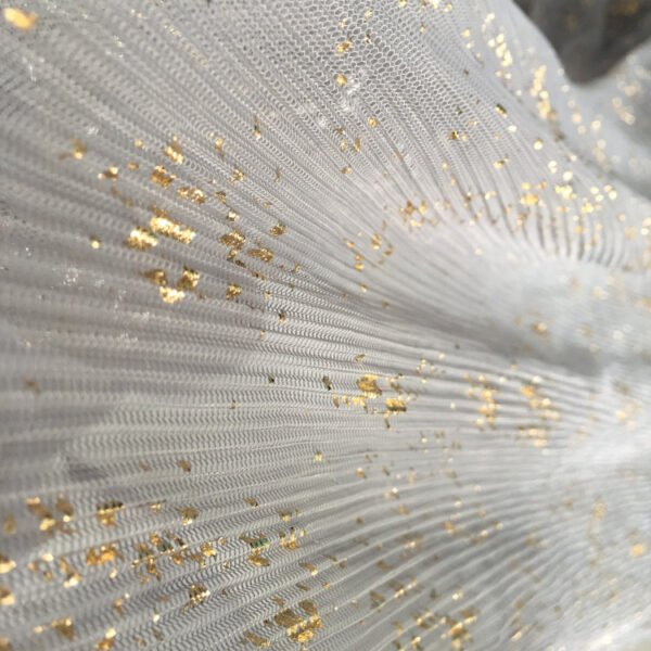 HG6717 Best Selling Pleated Gilding Plicated Tulle Fabric For Dress