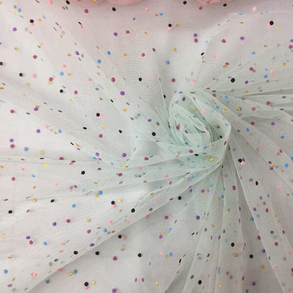 HG6678 Shimmer Faming Polka Dot Mesh Fabric