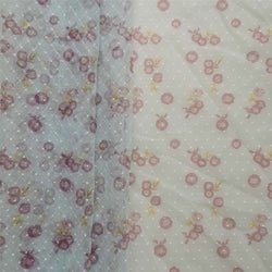 New Polyester transparent thin diamond dot jacquard mesh cherry flower digital printing small fresh mesh in stock