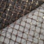 Brocade Reinforced Sesh Rhombus With Small Flower Sequined Embroidered
