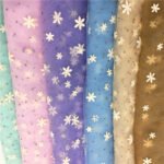 HG6377 100% Polyester Multicolor 3D Flower Tulle Roll Fabric With Glitter
