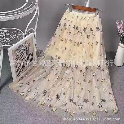 HG 1029 gold sequin fabric sequin mesh multi color sequin fabric lace star glitter tulle