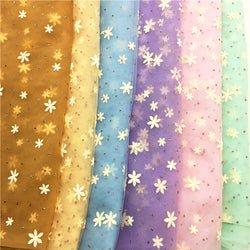 HG6377 100% Polyester Multicolor 3D Flower Tulle Roll Fabric With Glitter