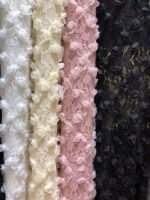 HG0419 High Quality Elastic Lace Mesh Small Rose Crochet Embroidery Fabric