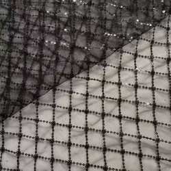 Brocade Reinforced Sesh Rhombus With Small Flower Sequined Embroidered