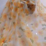 Non-elastic composite mesh large chrysanthemum printing small butterfly magic color bronzing fairy beautiful tulle fabric