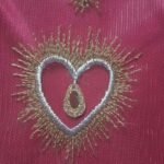 HG1122 Tulle Lace Fabric Heart Design Feather Sequins Embroidery
