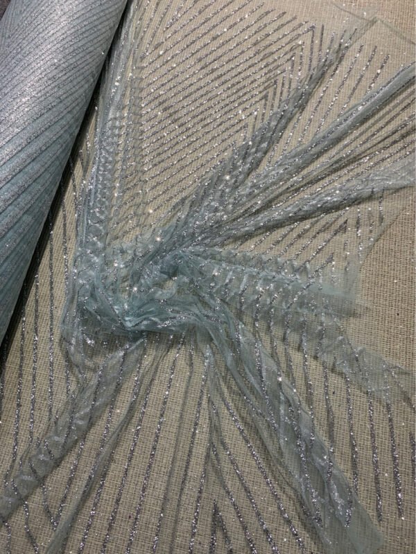 Mesh Silver Chip Gold Spray Tulle Fabric Fashion Bridal Glitter Lace