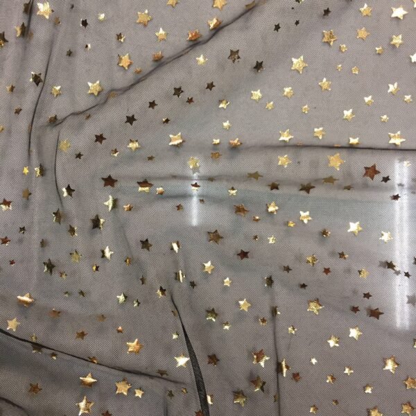 HG6336 Mesh Tulle Net Post-Processing Gold And Silver Foil Printed Little Star
