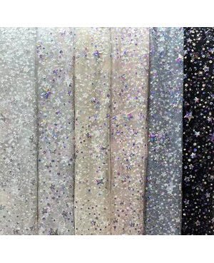 HG 1028 sequined net lace wholesale Silver sequin fabric for dress 3d mermaid lace bridal fabric