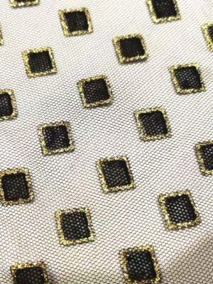 HG6109 Design Flocked Bronzing Foil Fancy Printing Tulle Fabric For Dress