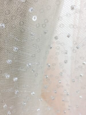 Colorful Transparent Sequin Beaded Tulle Net Fabric