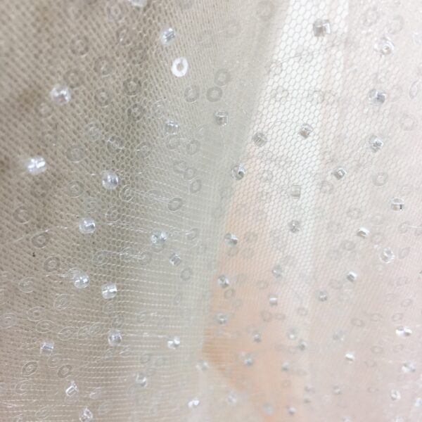 Colorful Transparent Sequin Beaded Tulle Net Fabric