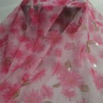 Non-elastic composite mesh large chrysanthemum printing small butterfly magic color bronzing fairy beautiful tulle fabric