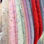 HG6678 Shimmer Faming Polka Dot Mesh Fabric