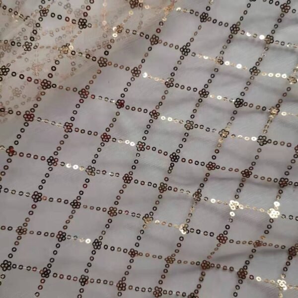 Brocade Reinforced Sesh Rhombus With Small Flower Sequined Embroidered