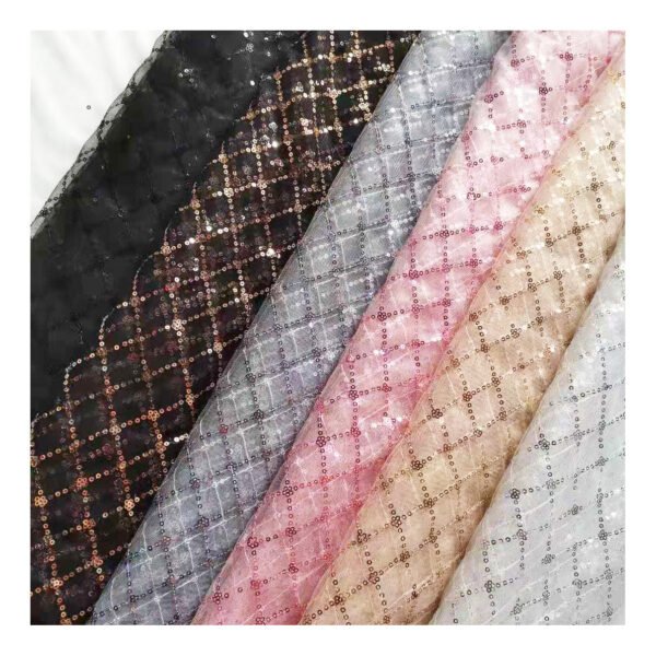 Brocade Reinforced Sesh Rhombus With Small Flower Sequined Embroidered