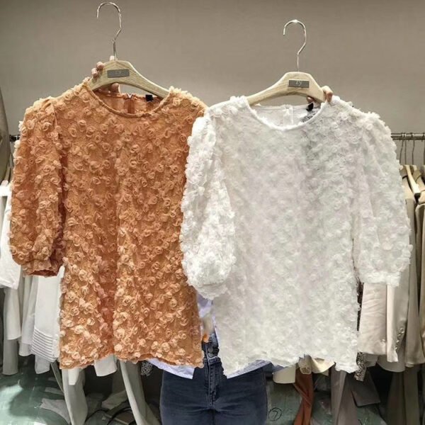 HG0419 High Quality Elastic Lace Mesh Small Rose Crochet Embroidery Fabric