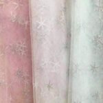 HG6672 Fashionable 100% Polyester Fabric Tulle Foiled Glitter Gold Print Chiffon Fabric