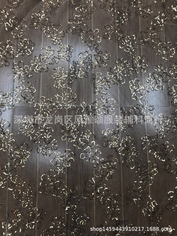 HG 1024 Tulle Lace Fabric Gold Embroidery Sequin