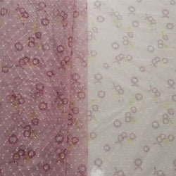New Polyester transparent thin diamond dot jacquard mesh cherry flower digital printing small fresh mesh in stock