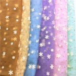 HG6377 100% Polyester Multicolor 3D Flower Tulle Roll Fabric With Glitter