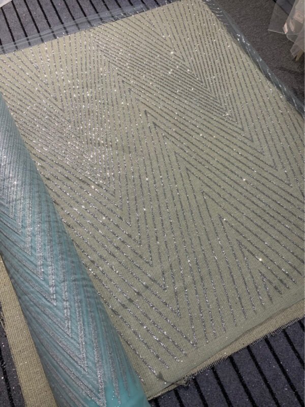 Mesh Silver Chip Gold Spray Tulle Fabric Fashion Bridal Glitter Lace
