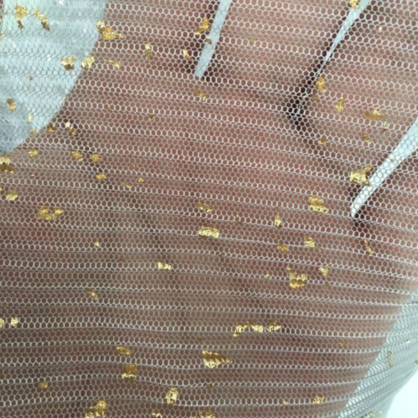 HG6717 Best Selling Pleated Gilding Plicated Tulle Fabric For Dress