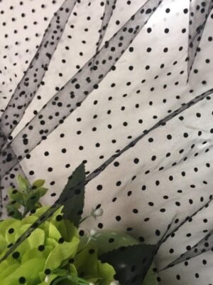 HG6107 Plain Heart Polka Dot Flock Mesh Fabric
