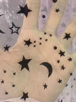 HG6103 Latest Fashion Design Moon And Star Sparkle Mesh Fabric