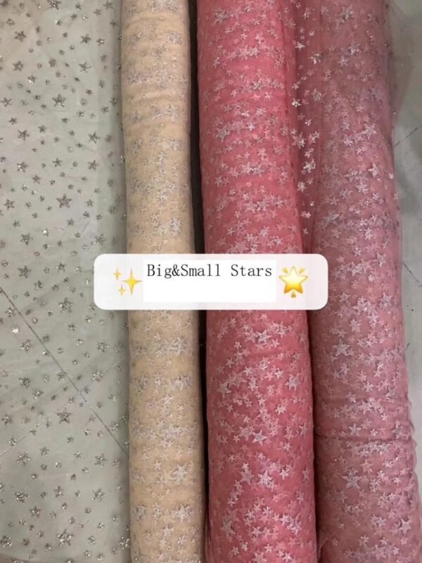 HG6103 Latest Fashion Design Moon And Star Sparkle Mesh Fabric