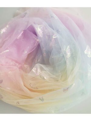 New style delicate and dense American mesh cloth digital gradient printing Magic Color Butterfly gilding fairy mesh