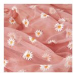 2020 Hot Sale Polyester Mesh Embroidery Small Daisy Sunflower Embroidered Tulle Fabric For Dress