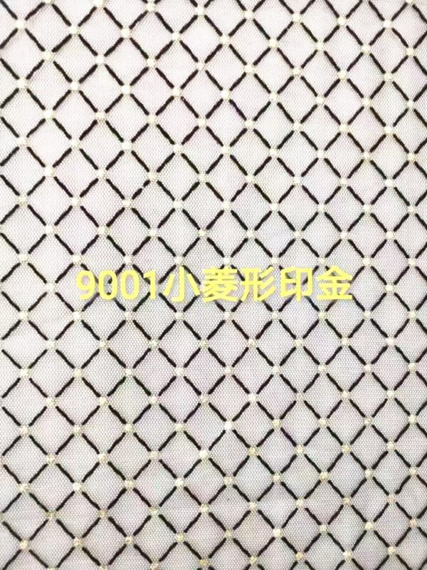 HG6109 Design Flocked Bronzing Foil Fancy Printing Tulle Fabric For Dress
