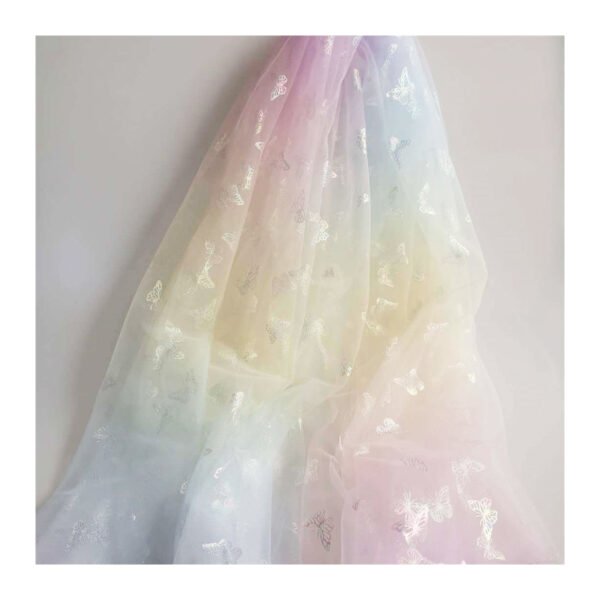 New style delicate and dense American mesh cloth digital gradient printing Magic Color Butterfly gilding fairy mesh