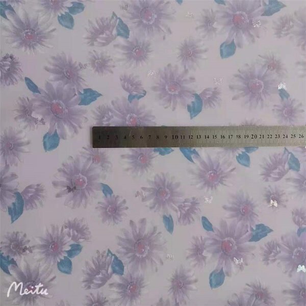 Non-elastic composite mesh large chrysanthemum printing small butterfly magic color bronzing fairy beautiful tulle fabric