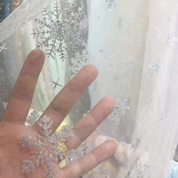 HG6691 Tulle Fabric With Glitter Snowflake For Girl Dress Bridal Lace Fabric