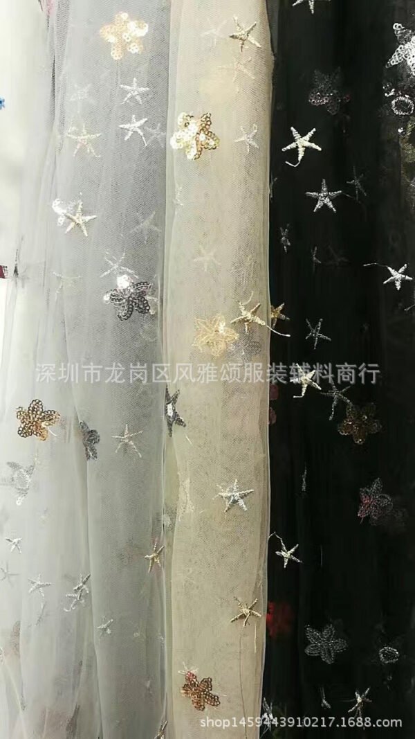 HG 1029 gold sequin fabric sequin mesh multi color sequin fabric lace star glitter tulle