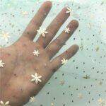 HG6377 100% Polyester Multicolor 3D Flower Tulle Roll Fabric With Glitter