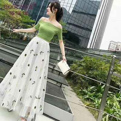 HG 1018 embroidered tulle flower embroidery  fabric  girls dress tulle robe tulle fabric