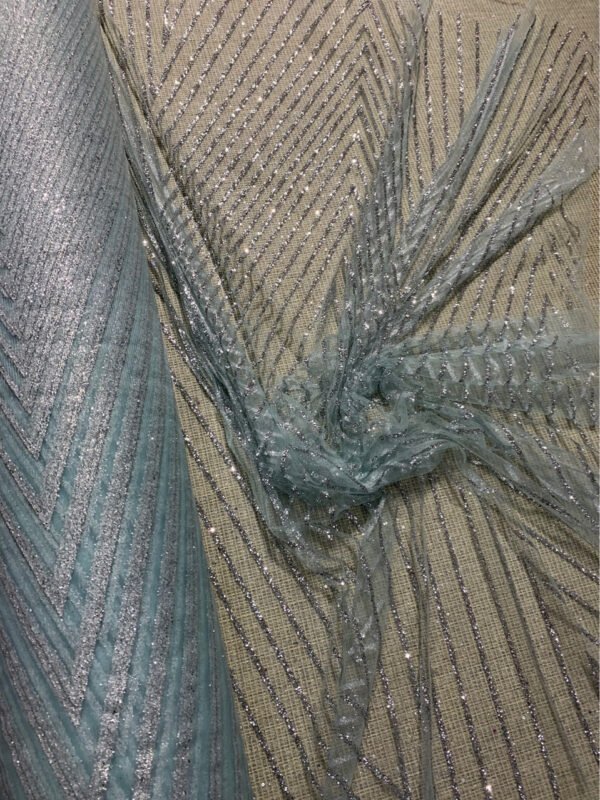 Mesh Silver Chip Gold Spray Tulle Fabric Fashion Bridal Glitter Lace